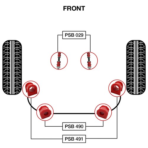 Mitsubishi L200 Front Anti Roll Bar & Mount / Link Polyurethane Bush Kit 96 - 07 - Picture 3 of 3