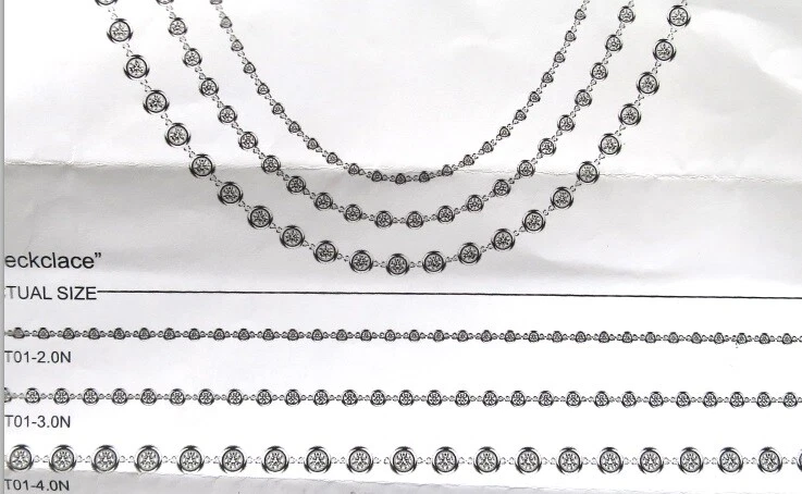 Collar de diamantes redondos de 16 quilates por yarda de oro blanco de 14 k cultivado en laboratorio 54" E-F VS/SI1 Foto 3 de 4