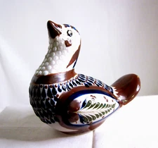 Santana Tonala Mexico Pottery Bird Handmade Hand Painted 4" x 5"
