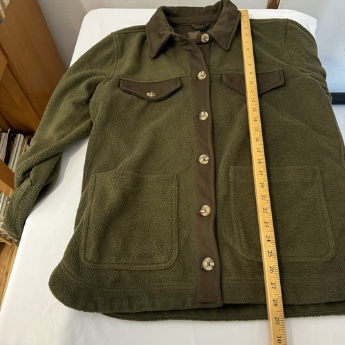 Blank NYC Womens Large Fleece Shacket Jacket Olive Green Brown New Pockets Fall - Picture 13 of 13