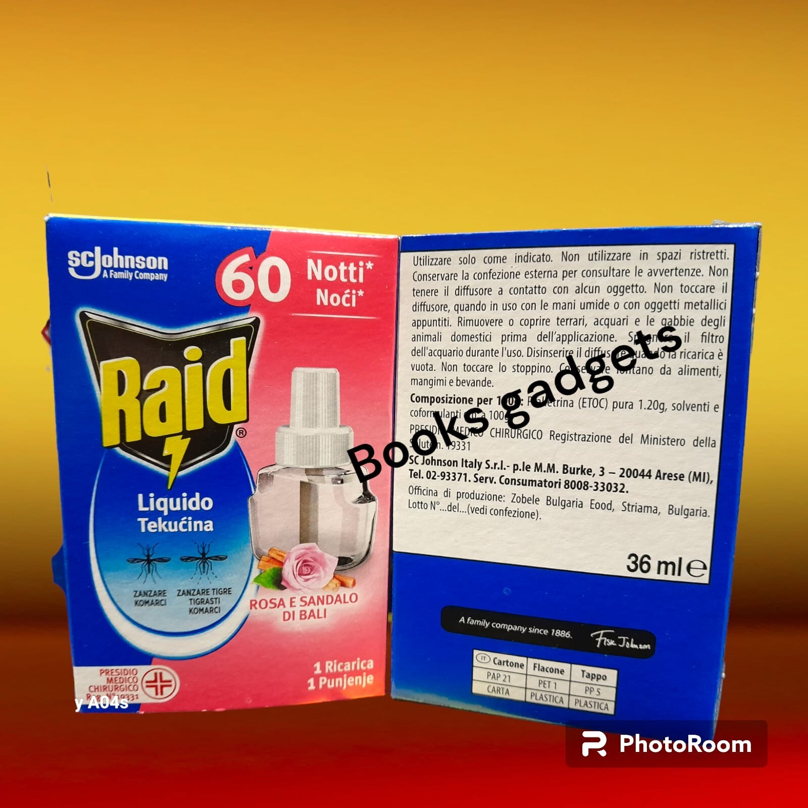 3 pezzi Raid ROSA E SANDALO Ricarica Liquida per Diffusore per Zanzare 60 Notti