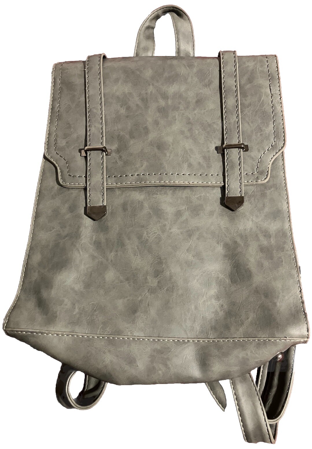 Pre-Owned Silver Leather Backpack with handle and adjustable straps
