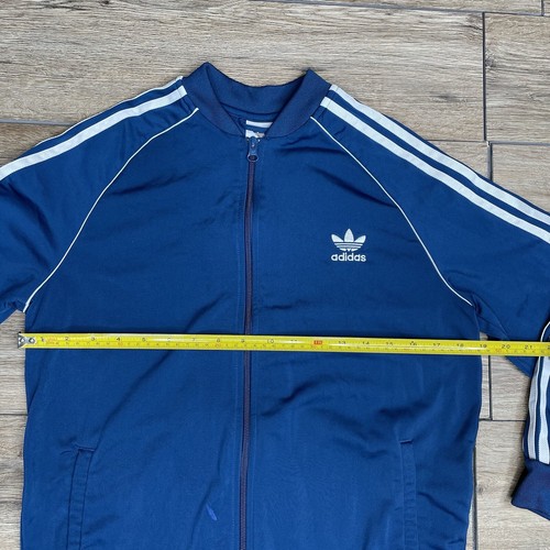 Adidas Original Track Jacket XL Youth Kids Unisex Blue 3 Stripes Full Zip Used - Picture 7 of 12