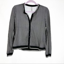 Indies  Black Check Preppy Cardigan Womens Small