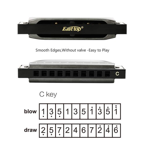 EASTTOP Diatonic Blues Harmonica Key of C 10Hole 20Tone Blues Harp Mouth Organ - Picture 8 of 8