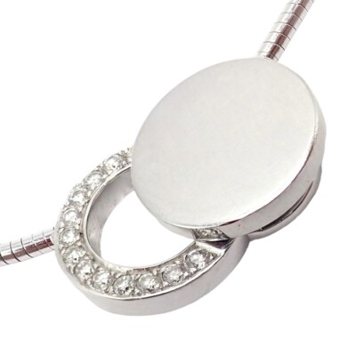 Selten! Authentische modernistische Dinh Van 18k Weißgold Diamant Ombre de Lune Halskette