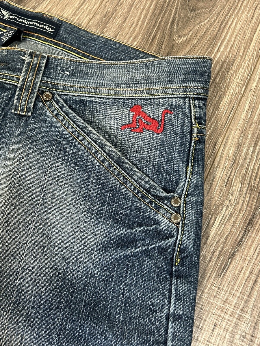 DrunkNmunky Denim Y2K Skater Streetwear Japenese Patch 36x34 DrunkNmunky Denim Y2K Skater Streetwear Japenese Patch 36x34