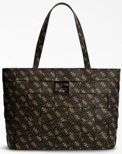 Image of Guess Womens Liberty City 4G Logo Shopper Tote Womens Bag In Brown