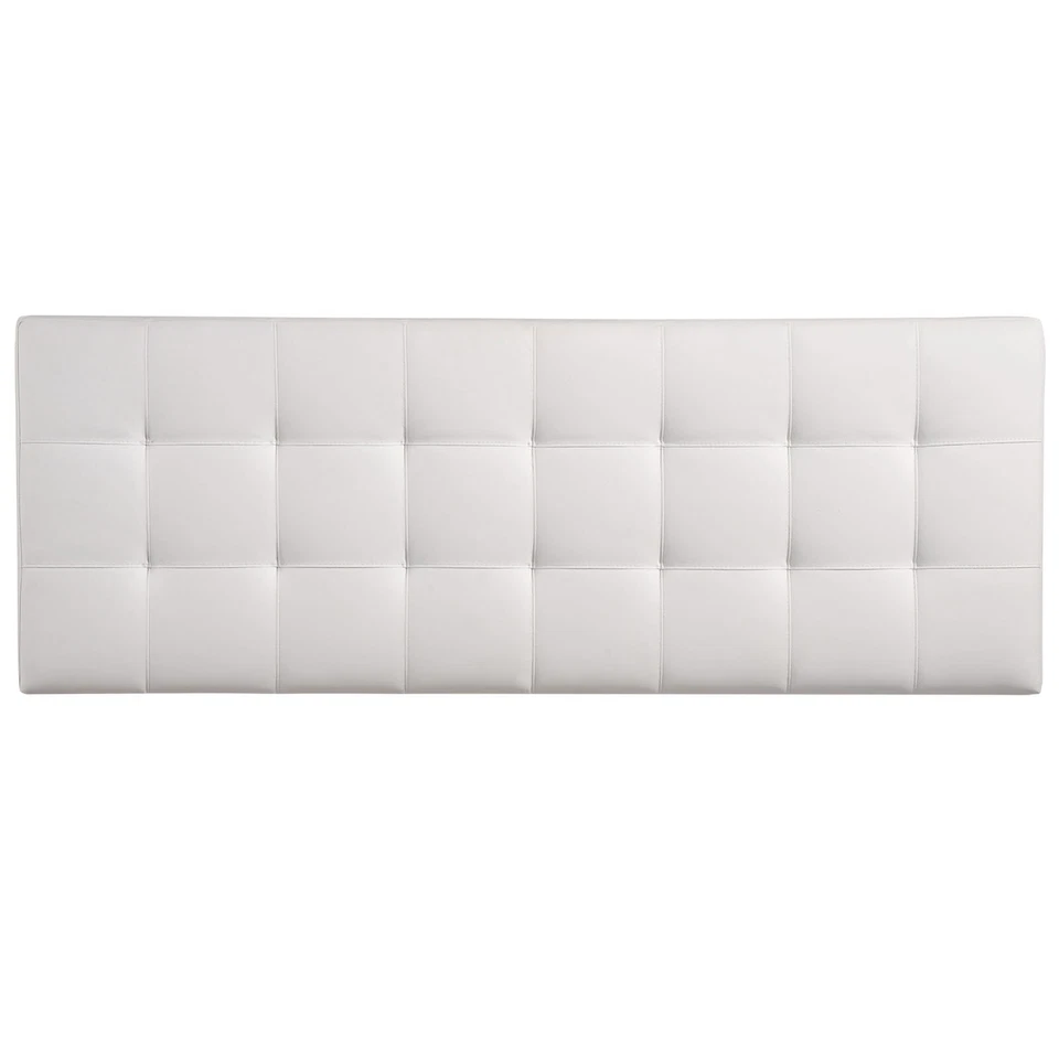 Modway Tufted Upholstered Faux Leather Square Queen Size Headboard in White - Image 4 of 4
