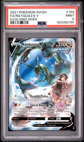 2021 POKEMON SWORD & SHIELD EVOLVING SKIES #194 FULL ART/RAYQUAZA V PSA 9
