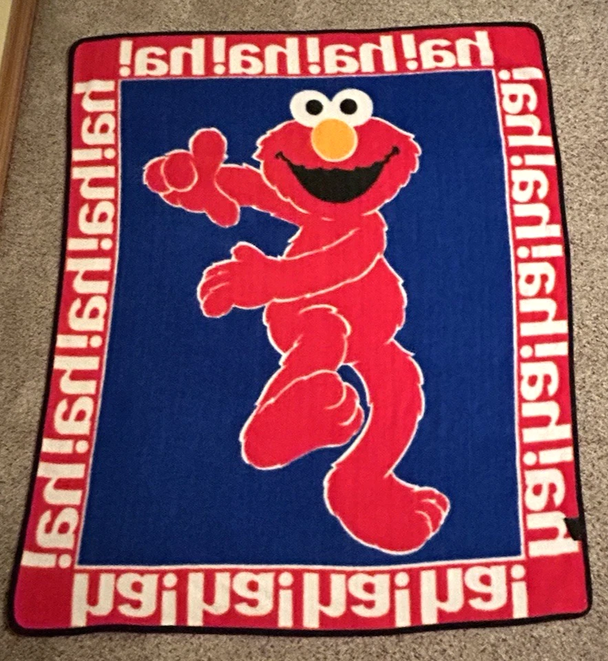 Vintage Elmo Owen Blanket Throw 90s Sesame Street Ha! Ha! Ha! Red Blue 59"X50" - Image 2 of 4