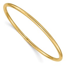 14k Yellow Gold Round Tube 3.00mm Slip-on Round Bangle Bracelet