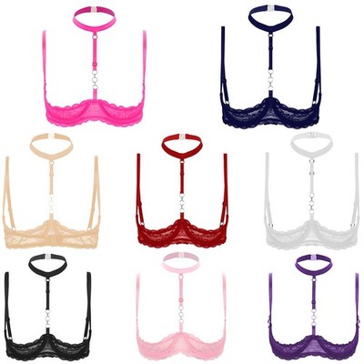 Damen Bh Lingerie Büstenhebe Spitzen Büstenhalter Durchsichtig Bra Oberteil Top