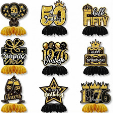 9 Pezzi Decorazioni Tavolo Compleanno 50 Anni Centrotavola a Nido D'Ape, Addobbi