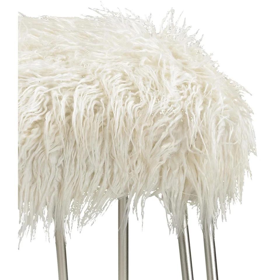 Atlas Lighting & Home SE11005-01 Betty 20.5 inch White with Silver Vanity Stool - Image 4 of 4