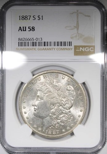 1887-S Morgan Dollar NGC AU58 Circulated Better Date $1