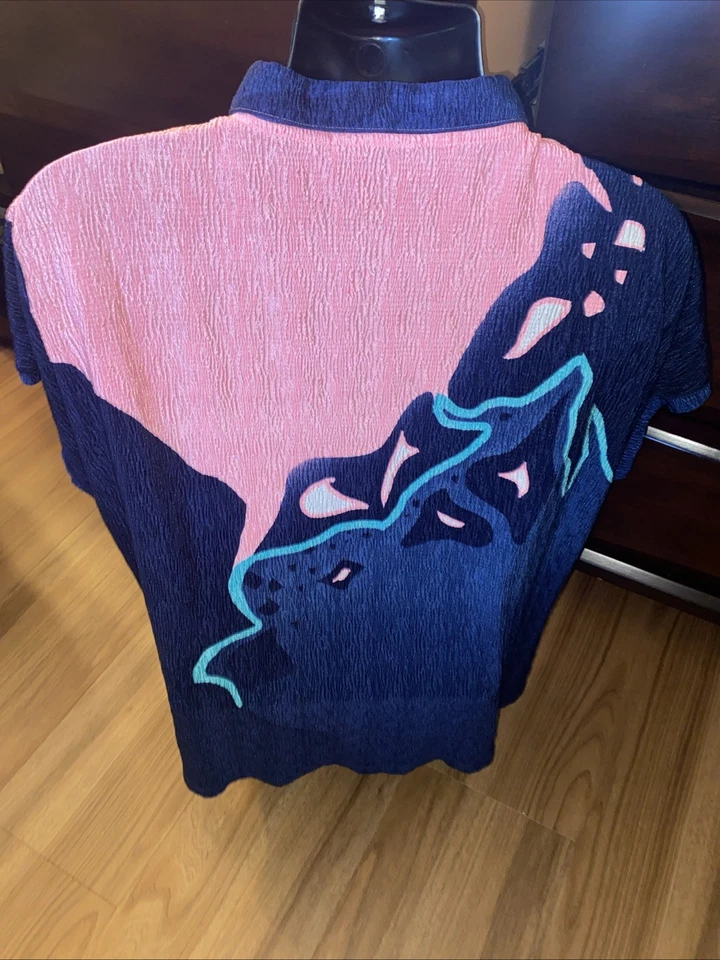 Top de golf abstracto rosa y azul para mujer JAMIE SADOCK 1/4 cremallera talla 2XL Foto 4 de 4