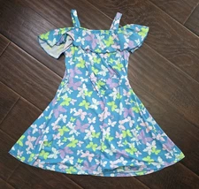 Extremely Me Girls Blue Butterfly Butter Soft Stretchy Dress Size 14