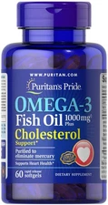 Puritan's Pride Omega-3 Fish Oil Plus Cholesterol Support - 60 Softgels