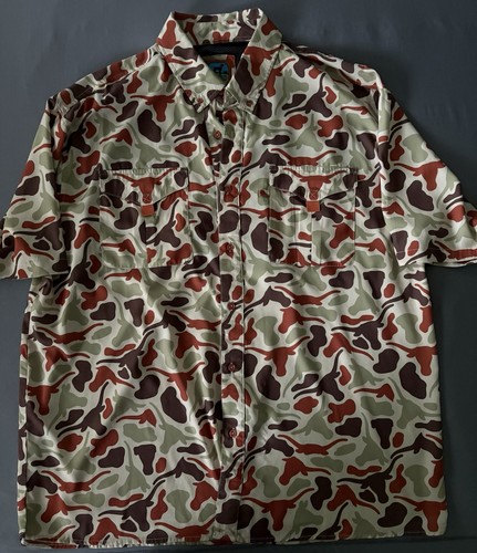 Amigo Provisions Texas Longhorns Shirt XXL  Camo Vented Fishing Shirt