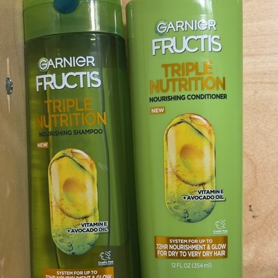 Garnier Fructis Triple Nutrition Shampoo & Conditioner Vitamin E Avocado Oil 12 