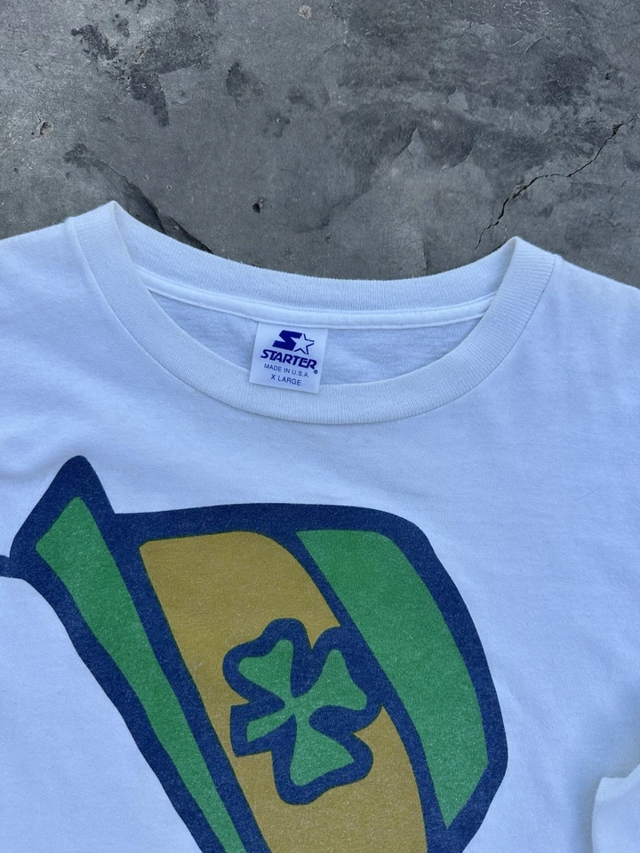 Camiseta Irlandesa Luchadora Notre Dame Estampado Gigante Vintage Starter Años 90 Rara XL Foto 2 de 4
