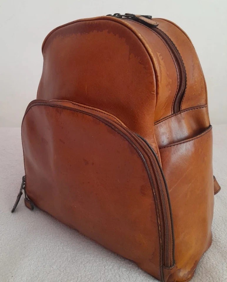 Vintage Rare M.London NY Leather Craft Backpack Large Honey Brown USA