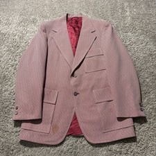 True Vintage Rockabilly Mens Sport Coat Blazer Red White Geometric 1960s 70s 40  