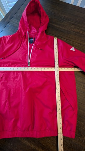 Guess Herren Kapuzenpullover Half-Zip Windbreaker Jacke rot weiß Gr. L - Bild 6 von 11