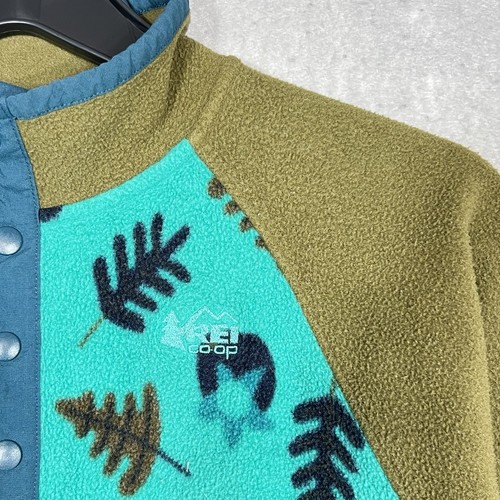REI Co-Op Fleece Jacket Youth Medium 10-12 Green 1/2 Snap Sweatshirt Sweater - Picture 3 of 9