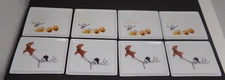 8 Pc. CB2 Crate & Barrel Retired Oliver Appetizer Snack Plates-Reindeer/Macarron