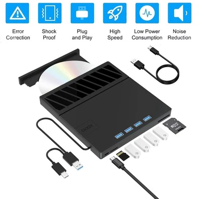 MARKENLOS Externes CD DVD Laufwerk USB 3.0Type-C CD DVD +/-RW Brenner Optical Drive Player