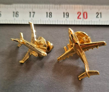 lot of 2 vintage gold 3D airplane aviation boeing tac pin brooch
