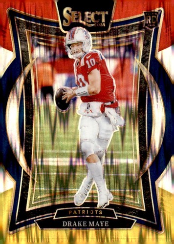 2024 Panini Select Concourse Red And Yellow Shock Prizm Drake Maye Rc #27