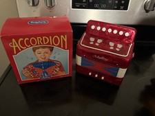 Vintage Schylling Kids Accordion Air Valve Instrument Folk Music With Orig. Box
