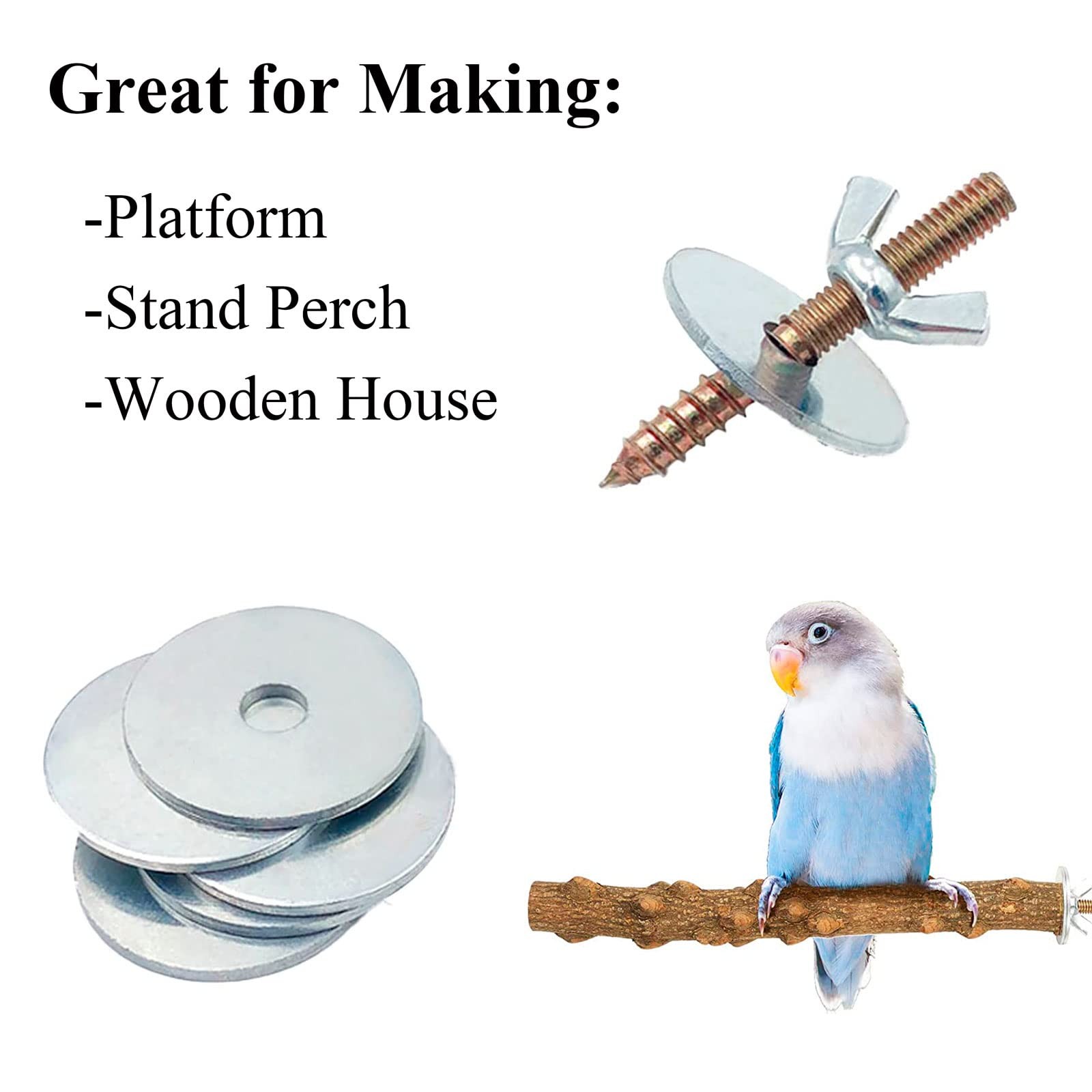 Bird Cage Hardware - 10 Sets of Screws, Washers, Wing Nuts & Drill Tool for F...