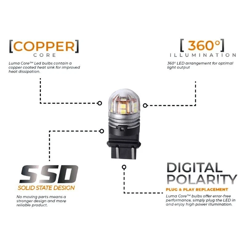 For Ram 3500 2011-2020 Putco C3157A LumaCore LED Bulbs 3157, Amber Foto 2 de 4