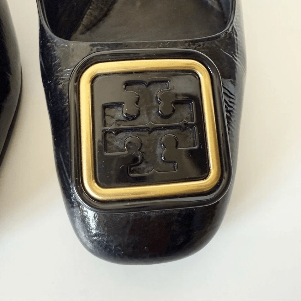 Tory Burch Women’s Georgia Bombe Square Toe Leather Black Slingback Pump Size 6 - Image 4 of 4