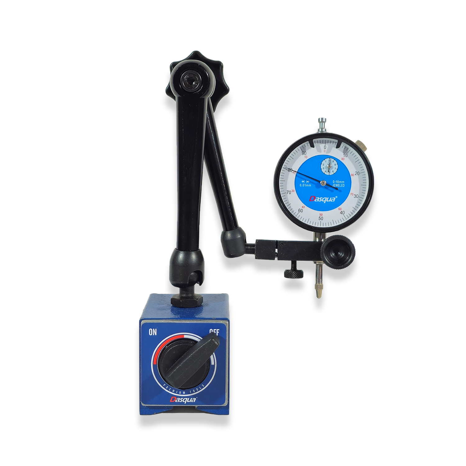 Dasqua 3d magnetic base + metric 0-10mm dial test indicator 7611-1013 rdgtools