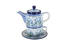 Blue Rose Polish Pottery Tulip Bouquet Tea for One