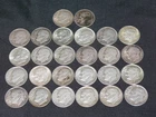 Lot of 26 Roosevelt Dimes 90% Silver, Mixed Dates, Non-graded.