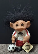 Thomas Dam Troll Doll 1977 Soccer Player W/ Ball Black Hair 60430 Denmark