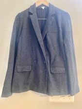 J. Crew Women s Gray Double Breasted 100 Wool Blazer Jacket Pockets Size 6
