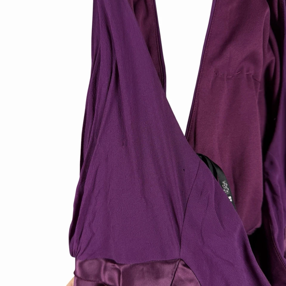 Vestido maxi Tadashi Shoji tamanho 10 100% seda babado gola alta - Imagem 3 de 4