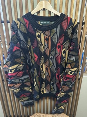 Tundra Canada Vintage 3D Knit Geometric Sweater Multicolor, Size Large - RARE