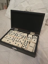 Domino Set Faux Woodgrain Box With Latch