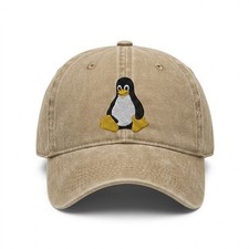 Linux Distressed Dad Hat Tux Hat