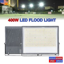 2 Pack 400W Security Floodlights Plug-In Hardwire Yard Garden Exterior Security