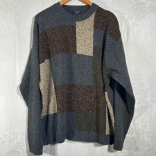 Vintage Sweater XL Gray Geometric Crew Neck Australia Cotton Dockers