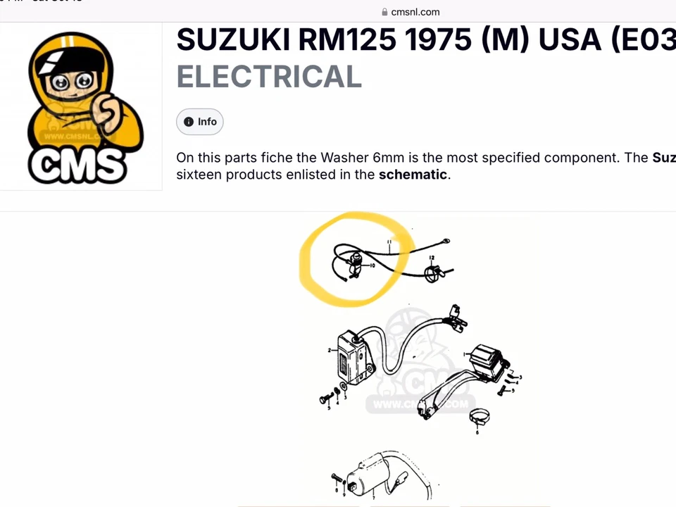 Interruptor de apagado de repuesto 1974 1975 1976 Suzuki TM125 TM250 RM125 RM250 Foto 2 de 4